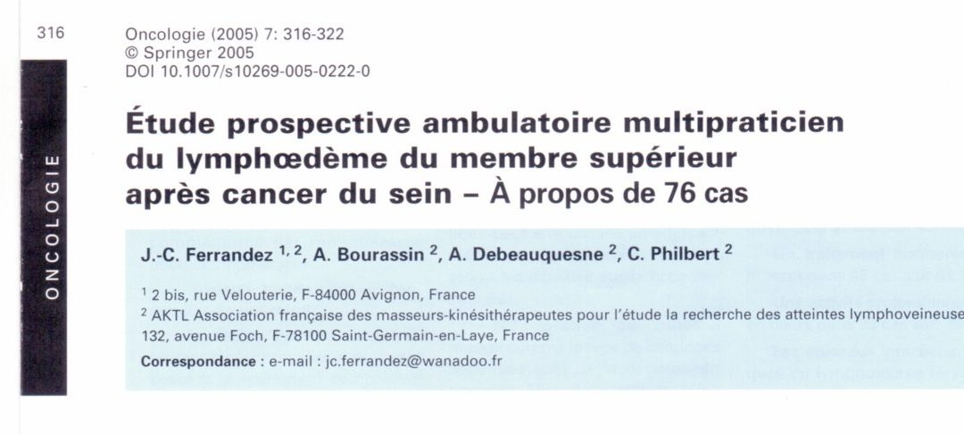RESULTATS – Traitement des lymphoedèmes Etude ambulatoire prospective – A propos de 76 cas
