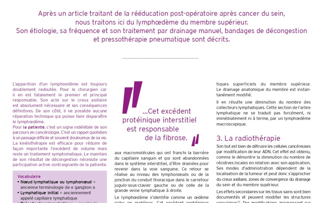Articles à télécharger: traitement des lymphoedèmes